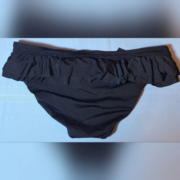 KENNETH COLE REACTION Black Ruffle Bikini Bottom - Picture 2 of 4